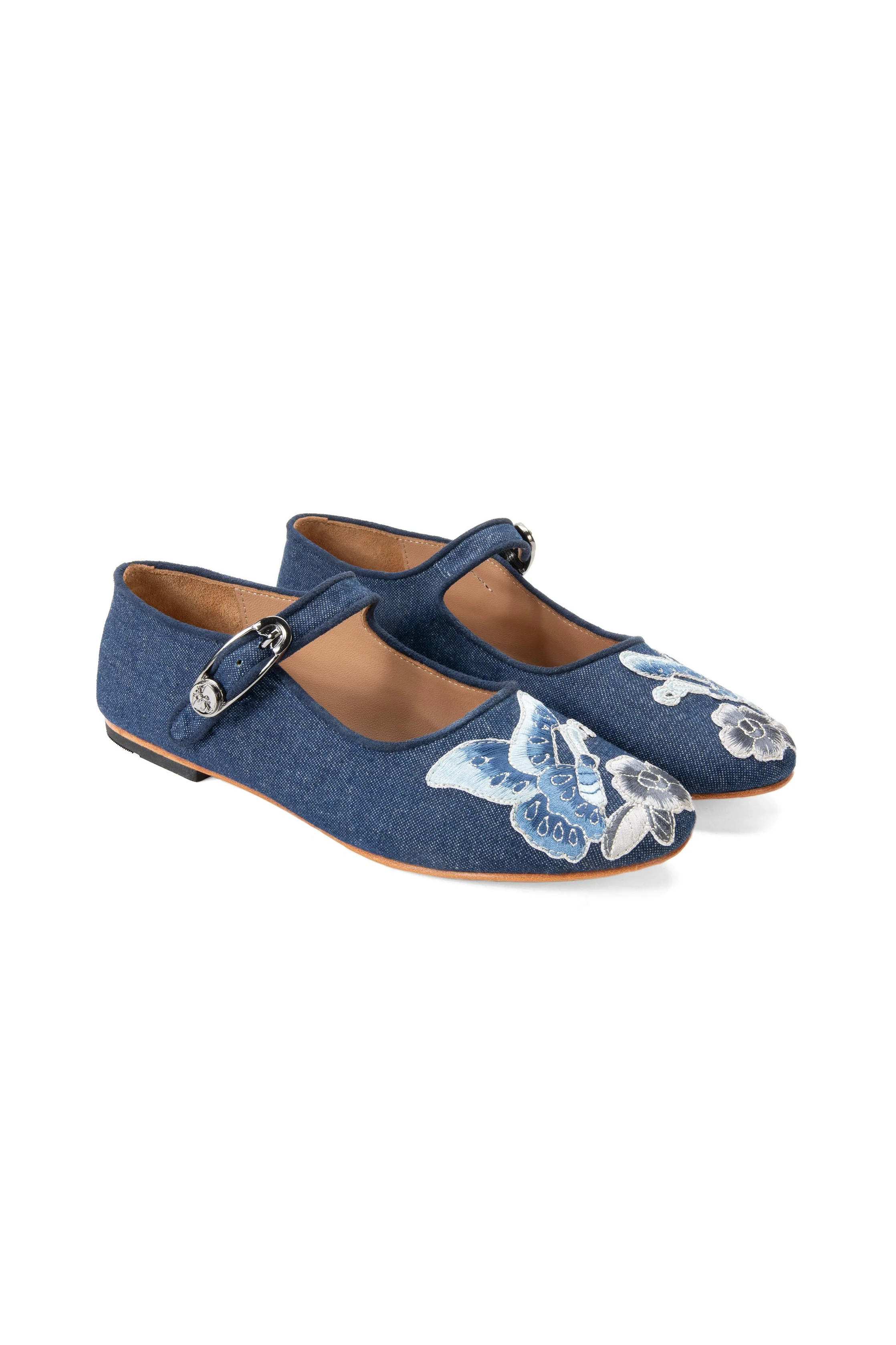 John Fluevog x Anna Sui Butterfly Mary Janes - Denim Blue