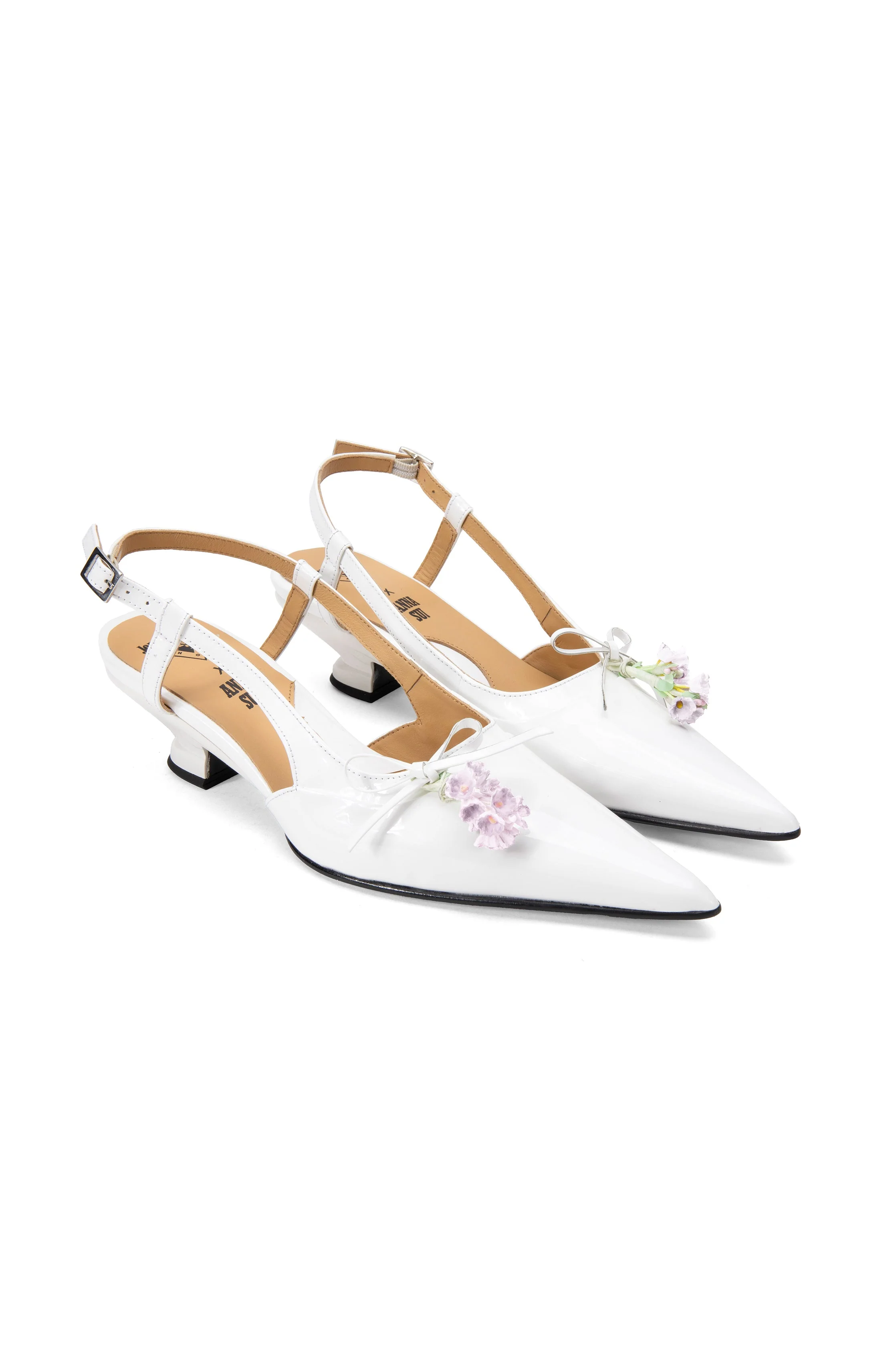 John Fluevog x Anna Sui Slingback Heels - White
